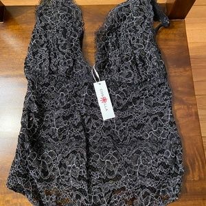 NWT Cosabella Pret-a-Porter Lurex Teddy Bodysuit - Black - Size L